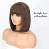 MISS WIG Короткие прямые парики из синтетического волокна с челкой, белые, розовые, коричневые, натуральные волосы для женщин, повседневная одежда, косплей