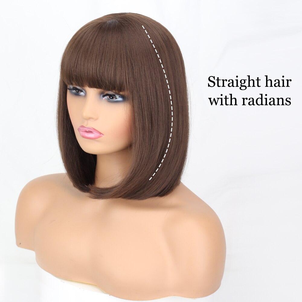 MISS WIG Короткие прямые парики из синтетического волокна с челкой, белые, розовые, коричневые, натуральные волосы для женщин, повседневная одежда, косплей