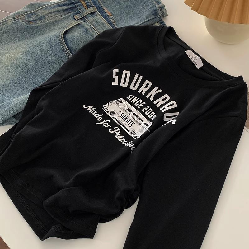 Женская милая и пикантная шикарная футболка с длинным рукавом - Приталенный дизайн для весны/осени