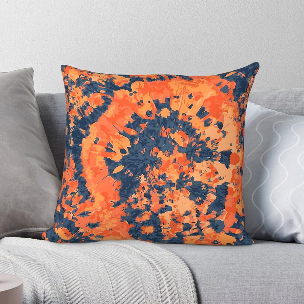 Cute Blue Orange Tie Dye Pillowcase Polyester Linen Velvet Printed Zip Decor Pillow Case Sofa Seater Cushion Cover