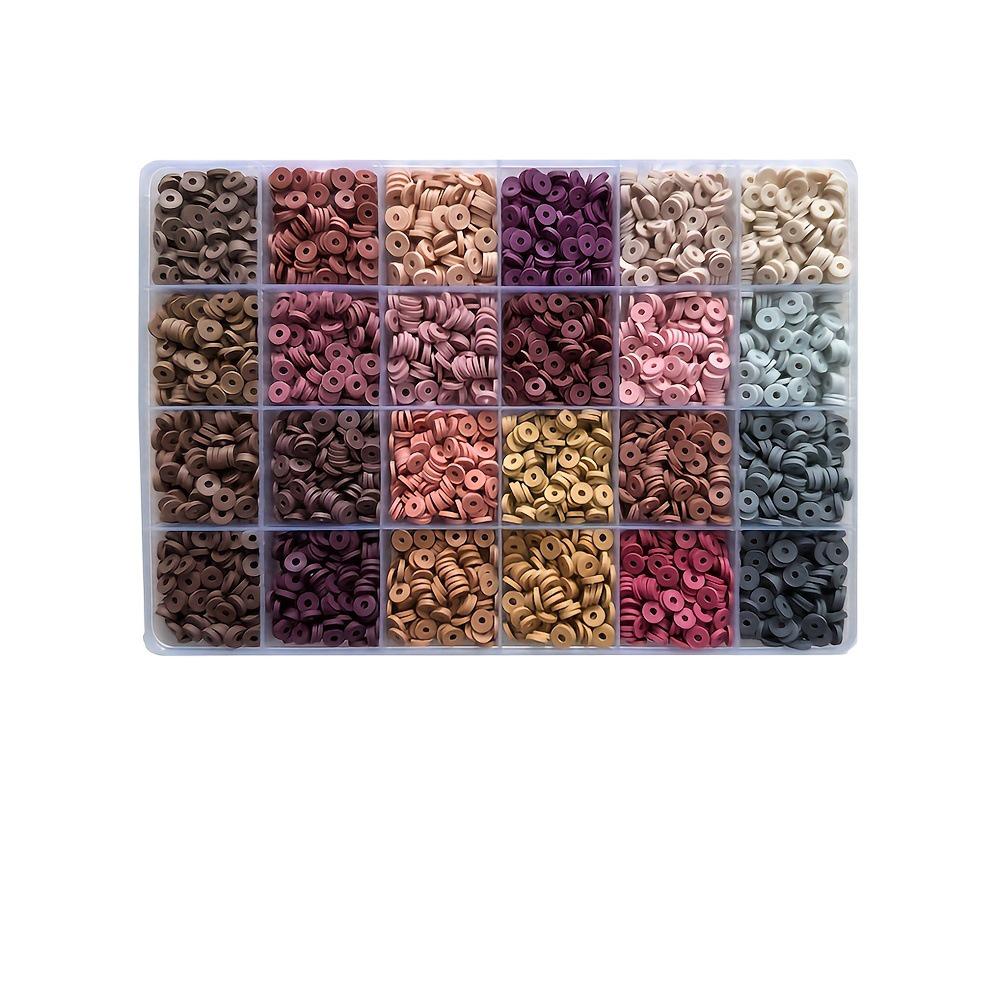 Colored Polymer Clay Slice Set with Holes - 24-Grid, 6mm Beads for DIY Bracelets & Earrings