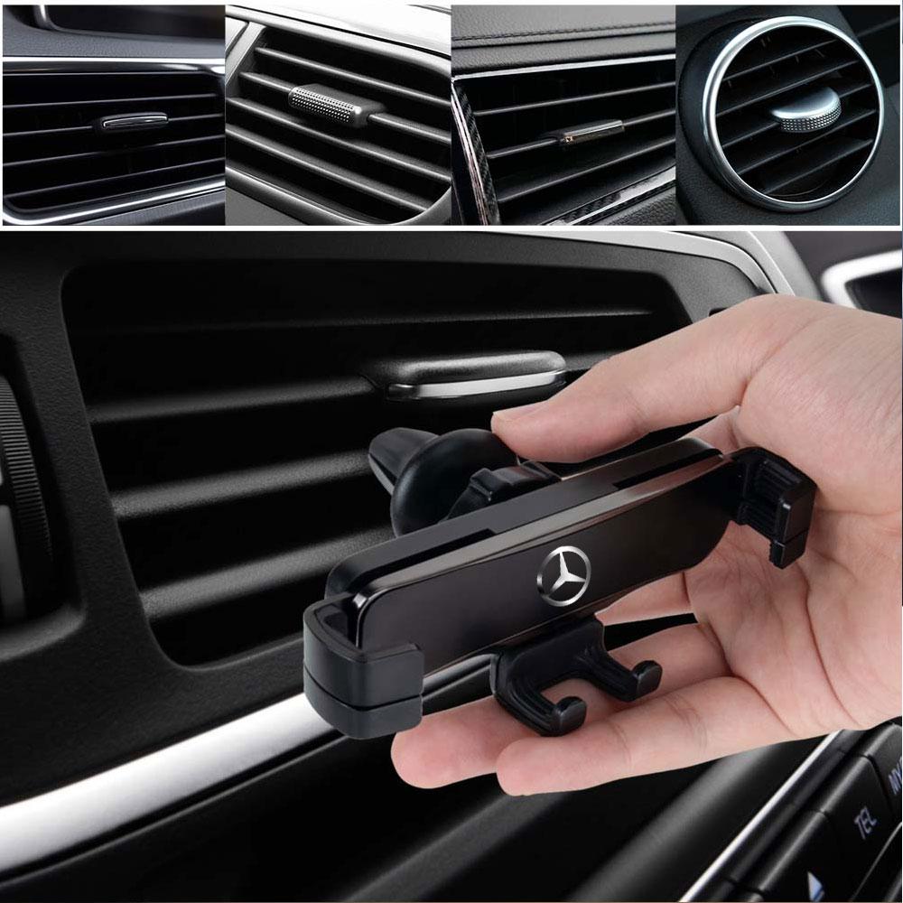 ISVIF1 Gravity Car Phone Holder Car Badge Retractable Stand Air Vent Clip For Mercedes Benz AMG W203 W206 W220 W205 W211 W212 W201 W210