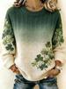 European and American real sweater printed retro Fair Island knitted sweater Saint Pat Festival clover crew neck autumn and winter new models