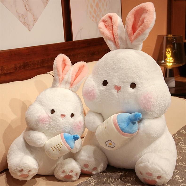 Autumn/Winter New Cute Bottle Rabbit Doll Plush Toy White Rabbit Pillow Birthday Gift Sofa Pillow Home Decoration
