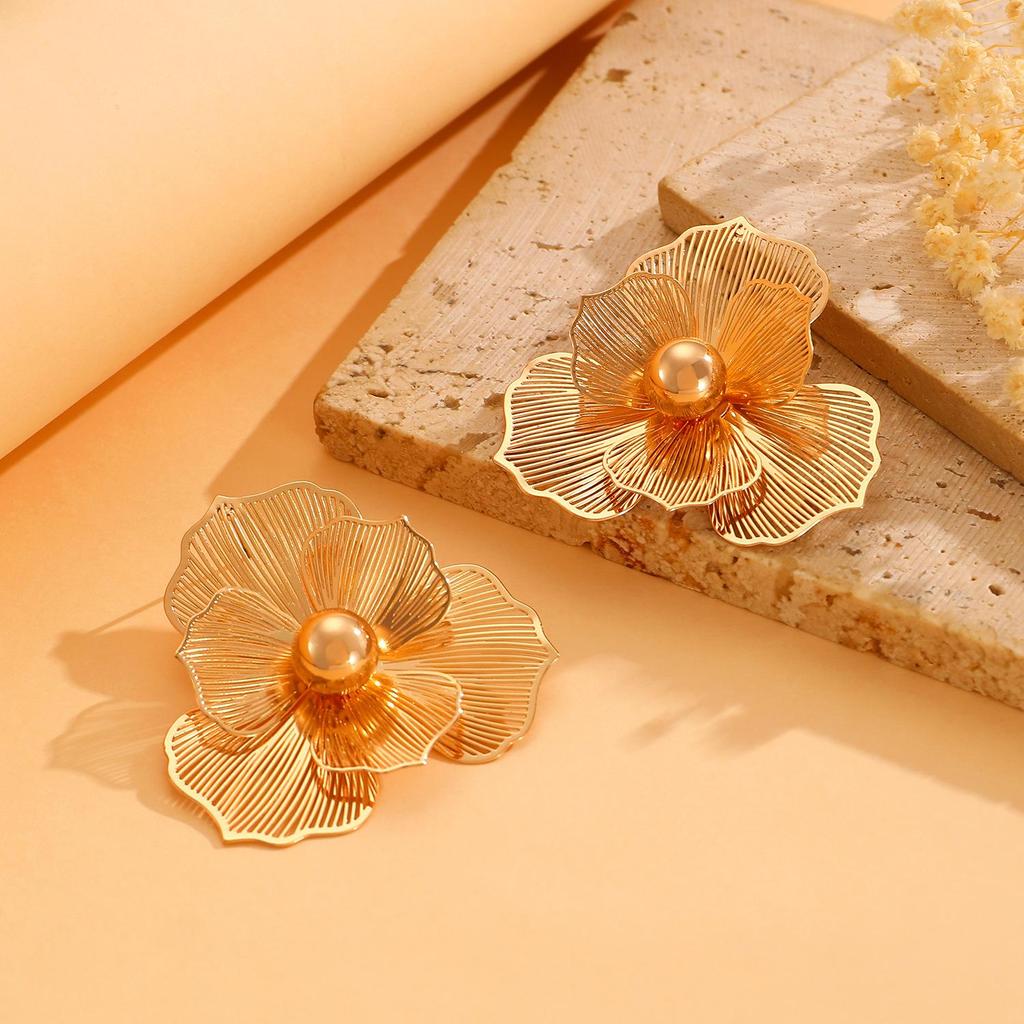 Изысканный роскошный комплект из ожерелья и серег с 3D-цветком для женщин