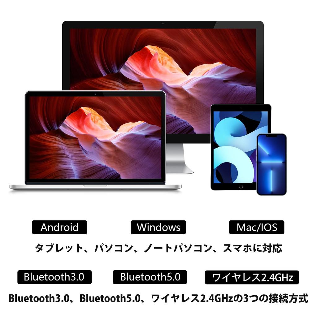 Беспроводная Bluetooth-клавиатура с 3 режимами, подключение 2,4 ГГц и BT, подключается к 3 устройствам, компактная, перезаряжаемая, тонкая, для планшетов, ноутбуков и