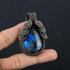 Blue Flash Labradorite Handmade Pendant, Natural Gemstone Jewelry, 999 Copper Wire Wrapped Pendant Jewelry, For Gift