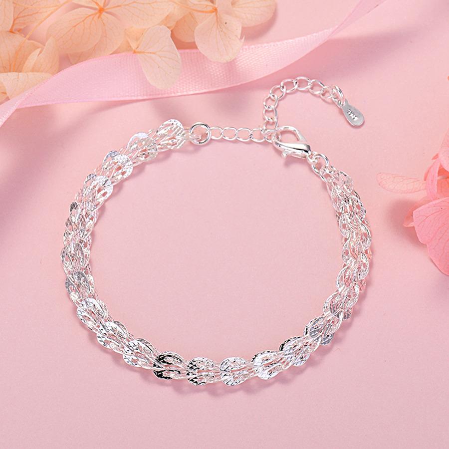 Silver-plated Necklace Set S925 Silver Earrings and Bracelet Set Silver-plated Phoenix Tail Earrings, Necklace and Bracelet Fashion Three-piece Set