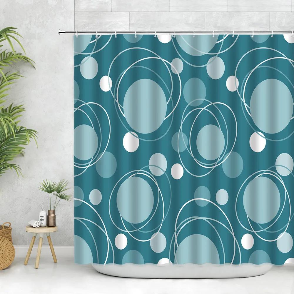 Modern Black Shower Curtain Set with Hooks-Black and White Shower Curtain for Bathroom Fabric Geometric Bath Curtains with Hoo