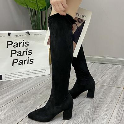 Модные высокие каблуки женские замшевые сапоги с острым носком зимняя модная обувь для вечеринок женские 2024 трендовые зимние сапоги туфли-лодочки сексуальные Mujer Zapatos