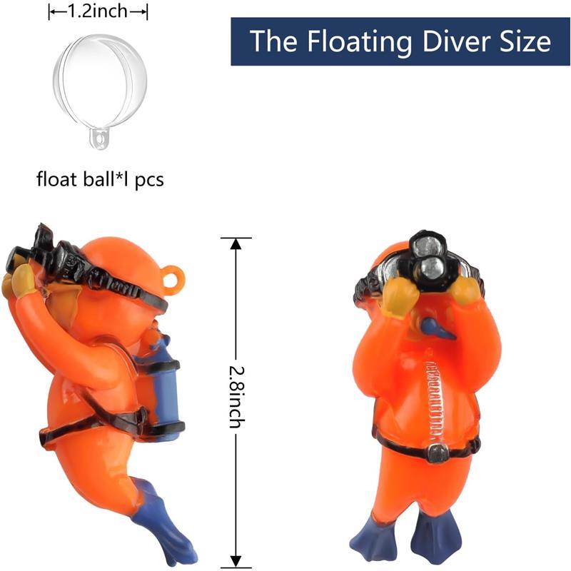 Floating Fish Tank Decorations, Aquarium Decorations, Lovely Diver Fish Tank Decorations, Floating Device Fish Tank Accessories