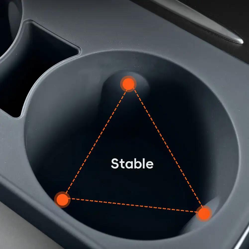 Держатель для стакана с водой в центральной консоли автомобиля, ограничитель для держателя стакана с водой, противоскользящий коврик с 2 отверстиями для аксессуаров Tesla Model 3/Y
