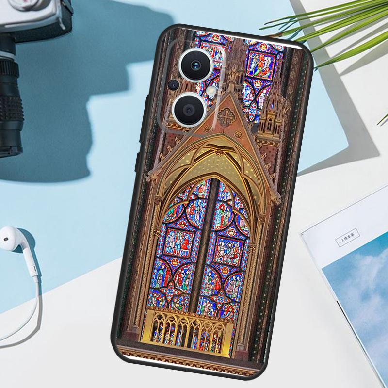 church gothic Stained glass Cover For OPPO Reno 11 Pro 10 12 13 14 14F 13F 12F 11F 7 8 Lite OPPO Find X6 X5 X8 X9 Pro Case