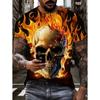 3D Digital Flame Skull Series Printed Summer Casual Men's Round Neck Breathable Short Sleeve T-Shirts Men’s