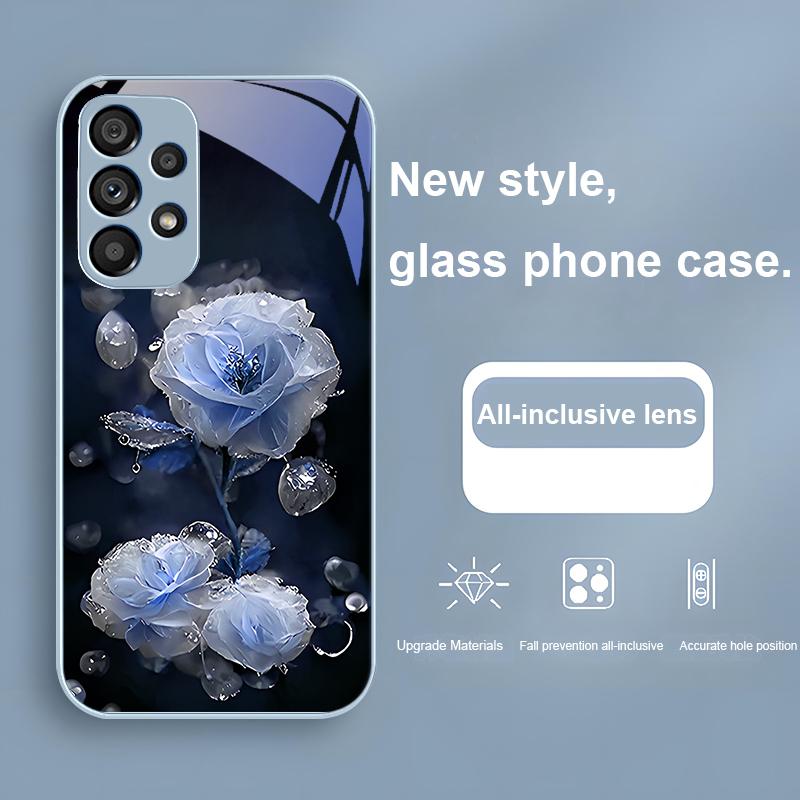 Увлажняющий Розовый Цветок Для Samsung Galaxy S23 24 Plus S20 21 FE S25 Ultra A70 72 73 51 52 53 Закаленное Стекло Чехол для Телефона