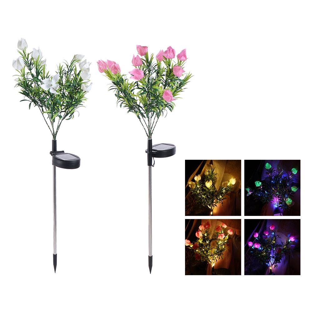 Realistic Solar Artificial Flower Light Gardenia Flower Waterproof Landscape Lamp Landscape Decor