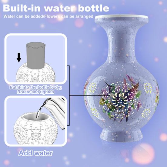 Подсвеченная 3D-ваза-головоломка, ваза-головоломка из 200 деталей, декоративная ваза с подсветкой, художественный проект-головоломка для снятия стресса, украшения дома на новоселье