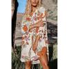 Floral Buttoned Bikini Shirt Cover Up for Woman Loose Holiday Chiffon Beach Tunic Dress Summer Midi Dress Beachwear