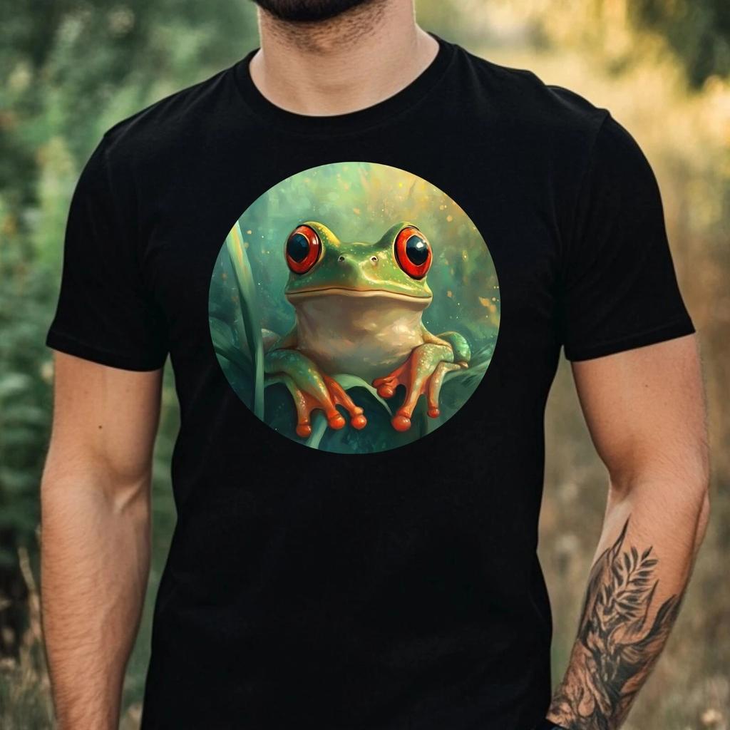 T-Shirt Herren Frosch Portrait Motiv Baumwolle Größe XS bis 5XL