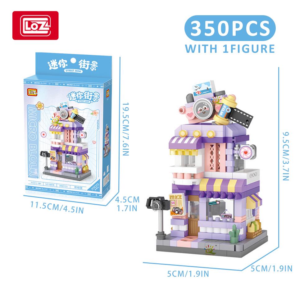 City Street View Series Panda Coffee Shop House MOC Model Building Block Set Creative Flower Shop Bricks Boy Toys Kid