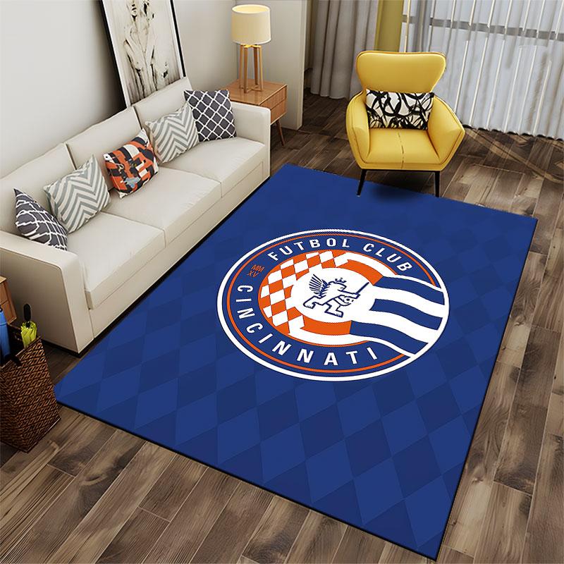 Futbol Club Cincinnati Logo Rug suitable as a non-slip mat for the living room or bedroom sofa