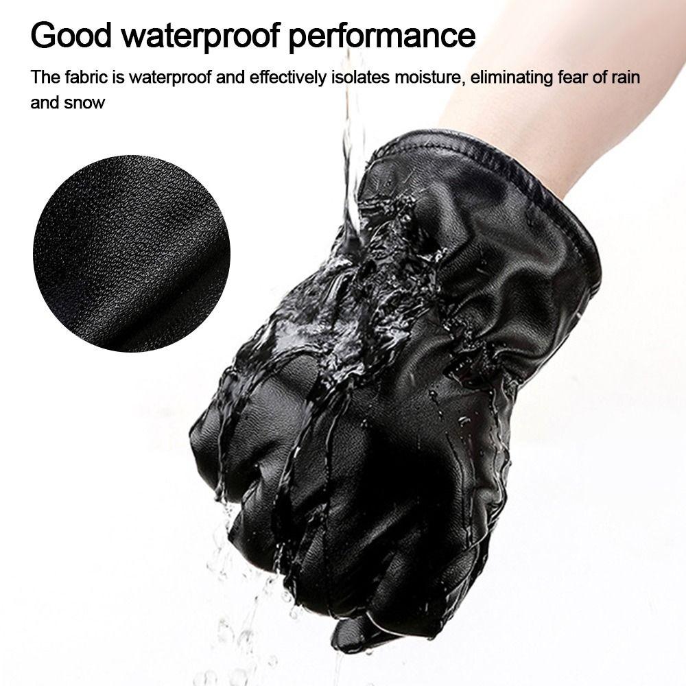 Толстые плюшевые варежки с полными пальцами, перчатки из ПУ кожи с сенсорным экраном, пушистые теплые варежки, мужские