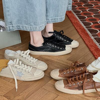 Grape mother studiolee 2025 осень новые туфли из лошадиной кожи в стиле ретро с леопардовым принтом, маленькие грязные туфли, звездные повседневные кеды на платформе