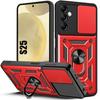 Case for Samsung Galaxy S25 - Rigid Shockproof with Ring Stand and Lens Protection - Red