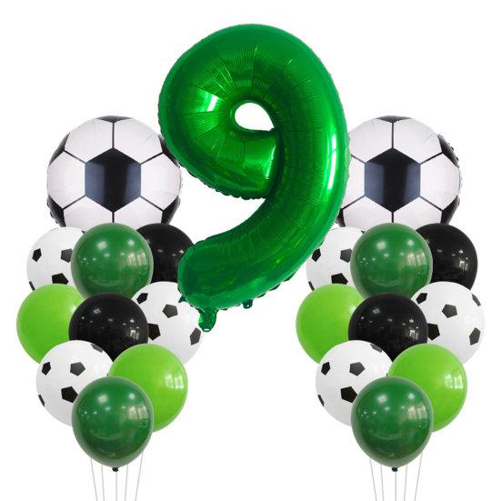 1 Set Balloon Set Soccer Number Shape Leakproof Contrast Color Sport Fans Baby Birthday Party Decoration Arch Balloon Photo Prop