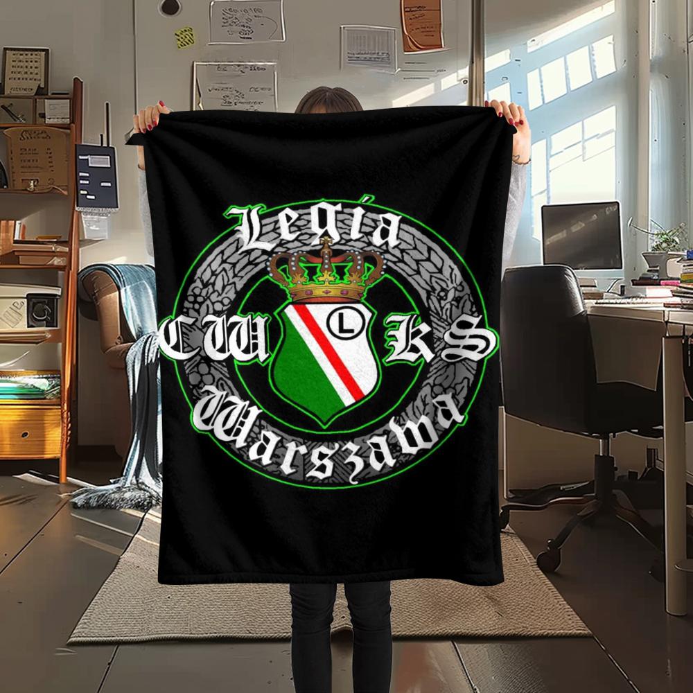 1 шт. Фланелевое одеяло с принтом Legia Warsaw, Высокое качество, Удобное для всех сезонов, Домашний декор, Тепло и комфорт, Идеально для рождественских подарков68
