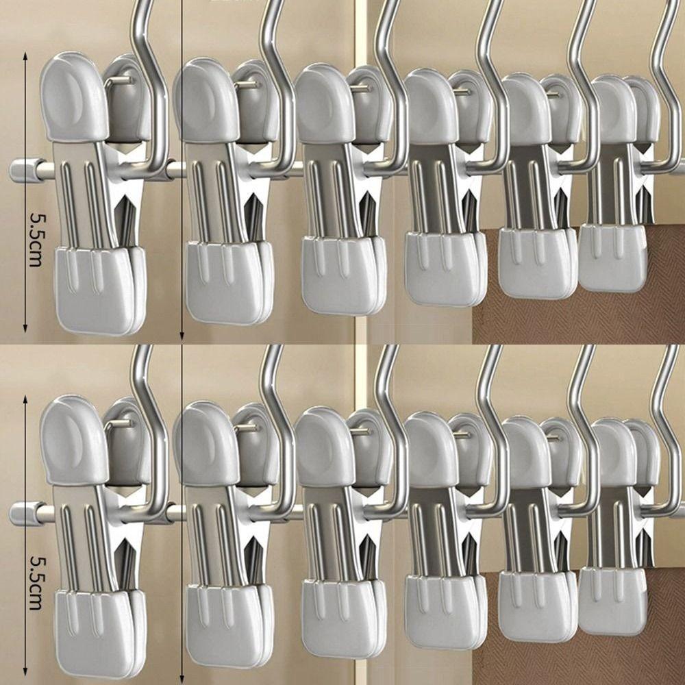 1/5/10PCS Windproof Stainless Steel Pants Clip with Hook Home Storage Rack for Household