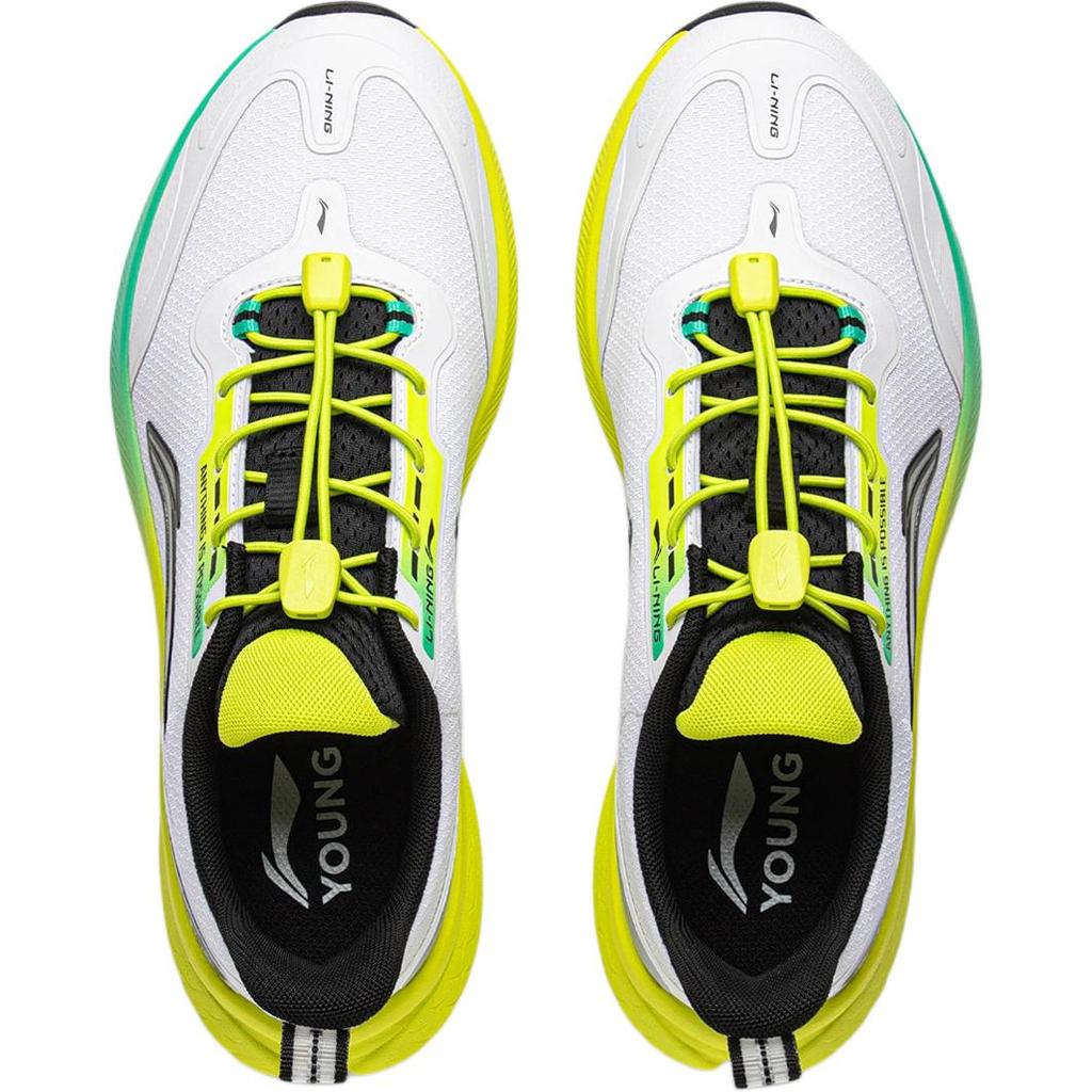 Li Ning Kids Xun Hang 2 V2 Classic Versatile Durable Rebound Breathable Support Low Top Running Shoes Kids Running Shoes White Green YKFV050-7