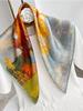SIYUTANG 70cm Silk Square Scarf with Oil Painting Design