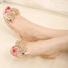 Fashion Women's New PVC Transparent Sandals Summer Flat Jelly Shoes Glass Diamond Bow Fashion Shoes Plastic Fish Mouth Shoes