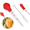 LMETJMA Turkey Baster with Barbecue Basting Brush Stainless Steel Turkey Baster Syringe Kitchen Meat Injector Needle JT151