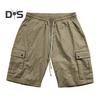 Мужские шорты однотонные широкие шорты-карго с карманами, эластичный пояс, затягивающийся шнурок, пляжные шорты для путешествий и отдыха