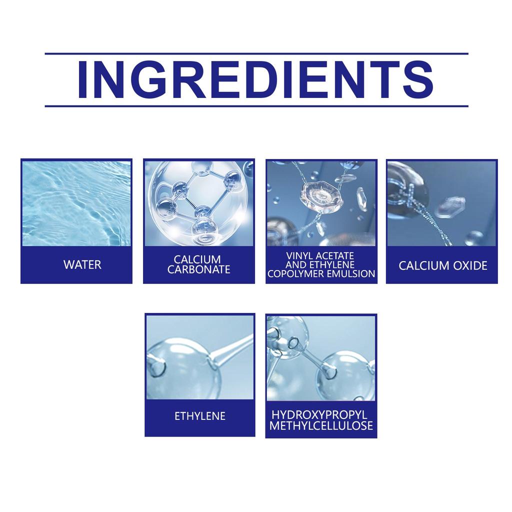 Шпаклевка для стен;Белая стена повреждена, поцарапана, трещины, отверстия от гвоздей отремонтированы;Подходит для лечения различных легких дефектов стенок