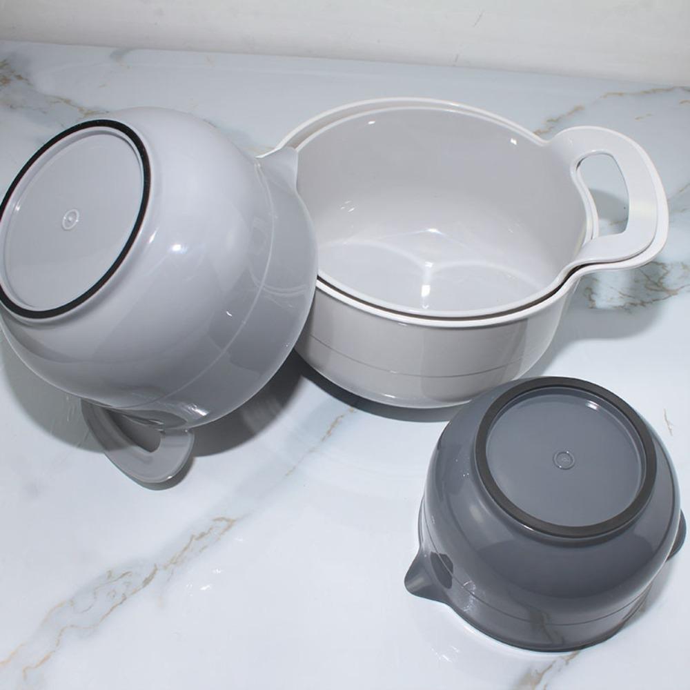 4pcs/set with Pour Spout Mixing Bowl Set with Handle Snacks Basin Salad Bowl Vegetables