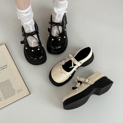 Винтажные кожаные туфли Mori college, жемчужный темперамент, одинарные туфли для осени, женские туфли Мэри Джейн на шнуровке