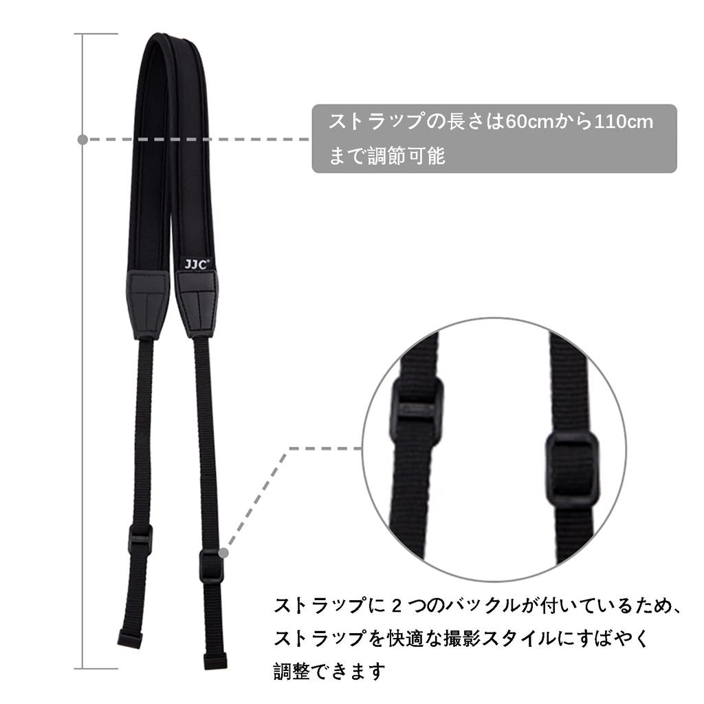 JJC Шейный ремешок для камеры Canon EOS R5 Fujifilm X Sony RX1R Nikon Z Z Black R8, R50, R6II, R7, R10, R5C, RP, half, X-M5, X100VI, X-T5, X-T4, X-T30,
