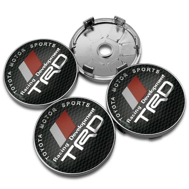 For Toyota YarXP114Pcs For Toyota TRD Corolla Auris Yaris Prius Highlander 60mm 56mm Car Wheel Center Hub Cap Rim Cover Stickers Badge Accessories