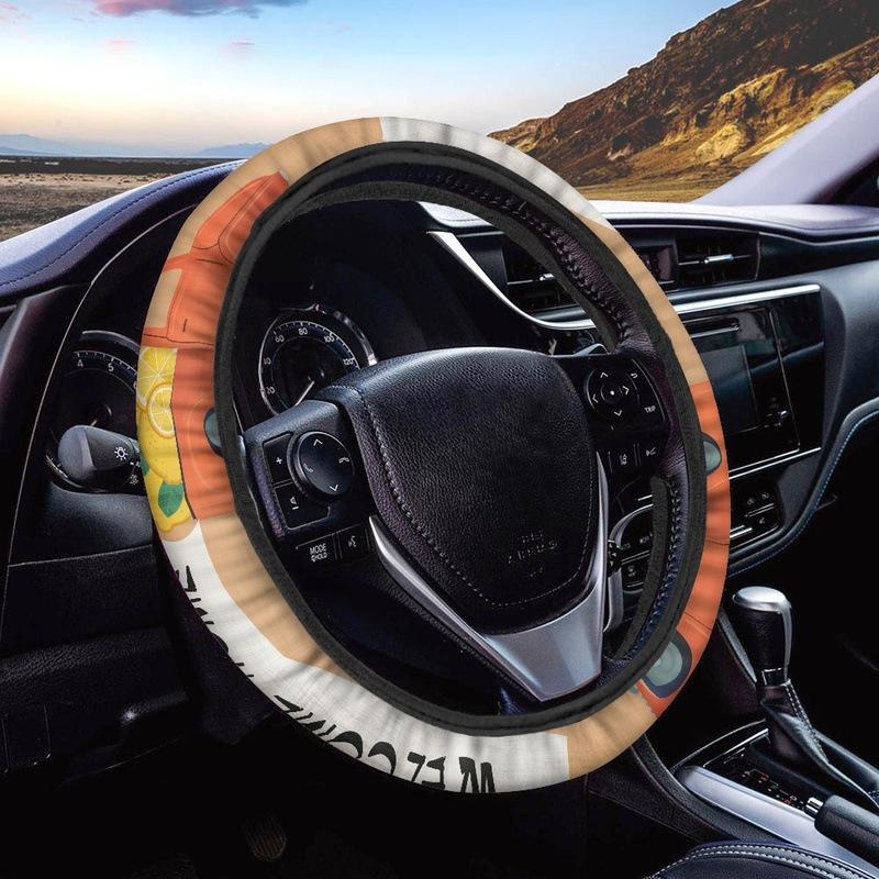 Car Steering Wheel Cover, Car Full Picture Printing, Textured Car Interior Accessories
