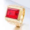Большие квадратные рубиново-красные драгоценные камни кольца для мужчин золотого цвета титановые ювелирные изделия из нержавеющей стали Bague Bijoux мужской аксессуар для пальцев
