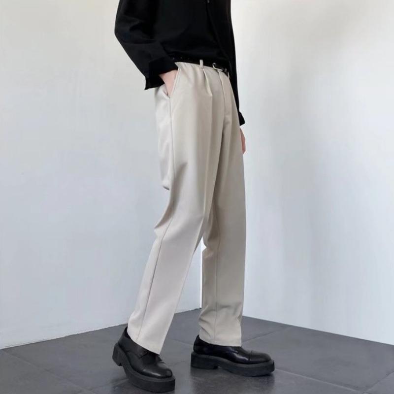 2024 New Men White Straight Pants Fashion Korean Loose Suit Trousers Casual Draped Baggy White Wide Pant Male Streetwear