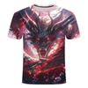 New Trendy Men's Three-dimensional Dragon Slimming Trend Youth Casual Handsome Casual Round Neck Short Sleeved T-shirt