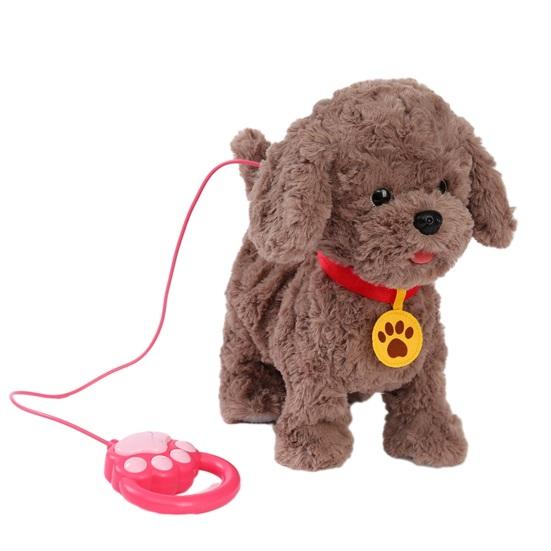 Электрическая плюшевая игрушка-собака с движением вылизывания языком, реалистичными звуками, ходящая плюшевая собачка на поводке, повторяет то, что вы говорите, симуляция чучела животного