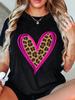 2026 Leopard Print Heart Print Plus Size Women's Round Neck Summer Casual Short Sleeved Street Fashion Versatile T-shirt