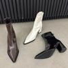 Модные уличные ботильоны с острым носком, эластичные, облегающие, женские, дизайн, толстый каблук, короткие ботильоны, осенне-зимняя женская обувь