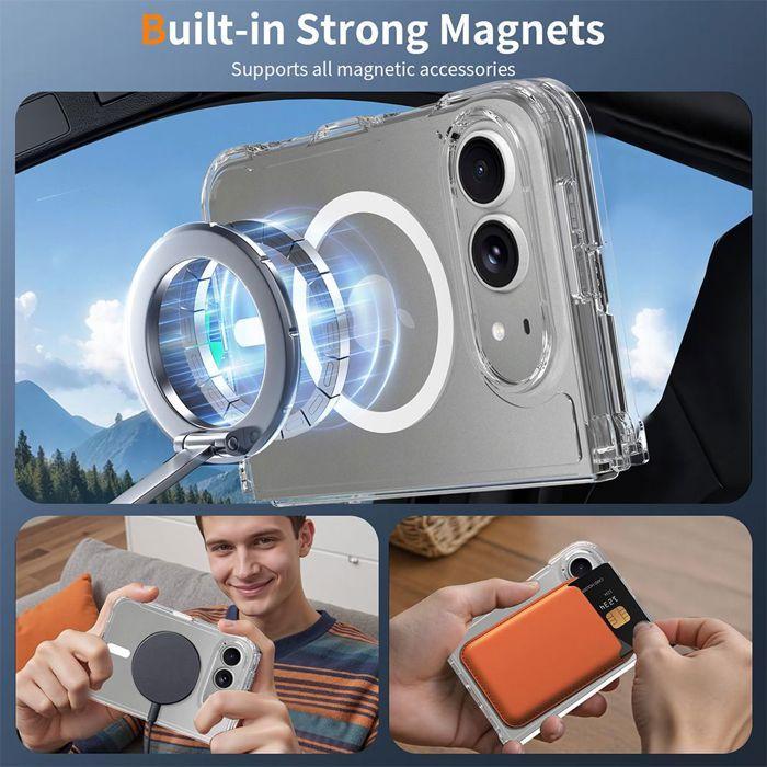 Coque pour iPhone Duo, Protection Antichoc avec Cercle Magnétique - Transparente