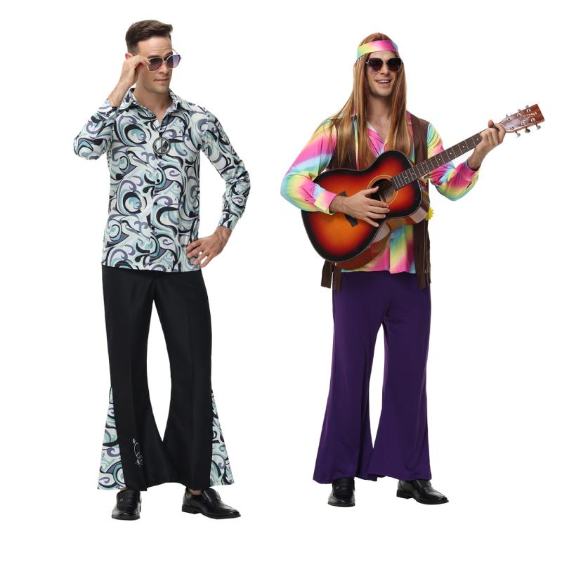 Винтажный костюм для дискотеки на Хэллоуин, косплей, хип-хоп, тематика 70-х, хиппи, для вечеринок